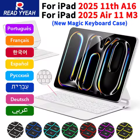 READ YYEAH Magic Keyboard For iPad 2025 11th A16 2025 Air 11 M3 iPad Case Smart Magnetic Book Cover 