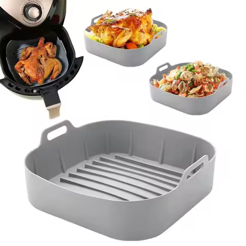 19.7CM Square Foldable Silicone Air Fryer Baking Mould Reusable Air Fryer Accessories For Air Fryer 