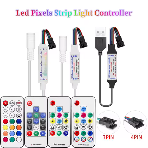 WS2811 WS2812B WS2813 WS2815 LED Pixels Strip Light Controller 3/4PIN USB/DC RF 14/17/21Keys LED Tap