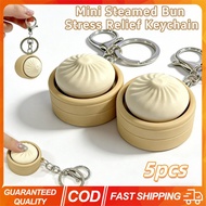 5PCS Mini Steamed Bun Stress Relief Keychain Soft Slow Rebound Kneading Decompression Bun Clicker Ke