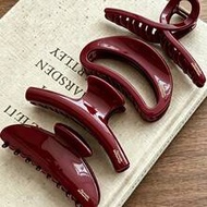 4pcs/1pc 11cm/4.33in Red Plastic Hair Clips, Fashionable Versatile Elegant Minimalist Solid Color Ha