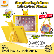 IPad Air 2 / Pro 9.7 Soft Case Casing Pikachu Cute Kartun Lucu Standing