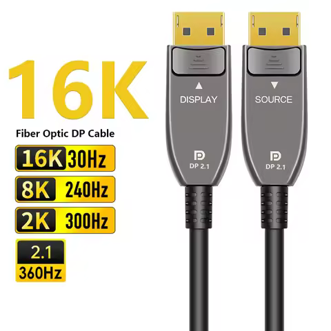 16K UHD Fiber Optic DP Cable 16K@30Hz 8K@240Hz 2K@300Hz 52Gbps High Speed DP 2.1 Cable for Computer 