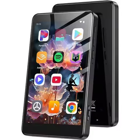 96GB Bluetooth and WiFi MP3 Player, 4'' Android MP4 Player with Music Apps, Up to 1TB, Black
