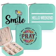 Jewelry Storage Box Travel Necklace Ring Organizer Boxes Text Pattern New Zippered Women's Jewels Ca