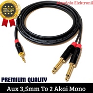 Kabel Audio Aux 3,5Mm To 2 Jack Akai Mono High Quality