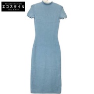 Ralph Lauren Purple Label 藍色針織高領短袖連身裙，XS 碼