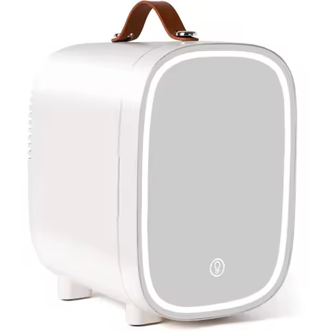 Mini Fridge for Bedroom, 4L/6 Can Skincare Fridge with LED Mirror & Handle, Portable Cooler Warmer f