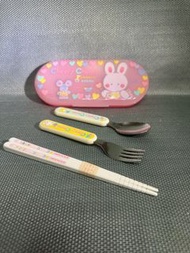 Sanrio 絕版 1994 Cheery Chums 餐具套裝 筷子 匙羹 叉 餐具盒 Cherry chums CheeryChums