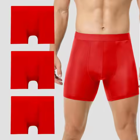 3PCS Men's sports underwear for summer, thin, anti-abrasion leg, breathable, large-sized, extended,