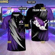 【FREE CUSTOM】3D Bowling Polo Shirts For Team BO0376 Bowling Balls And Pins With For Men, Casual Stre