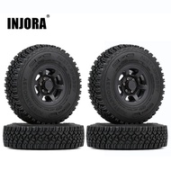 Injora 4Pcs 1.55 Beadlock Plastic Wheel Rim Tires For Rc