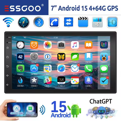 7 Inch Double 2 Din Apple CarPlay Android Car Stereo Player Radio GPS Navigation WIFI Multimedia AI 