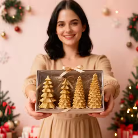 Tiny Christmas Tree 4 Pieces Lighted Golden Home Decor Mini Desktop Tree Christmas Decorations For L