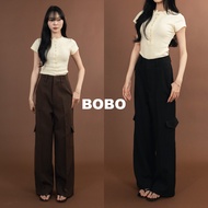 Bobo_SP018 High-Waisted Straight-Leg Pants Popular Cargo There Are 4 Bags. The Bag Uses The Same Fab