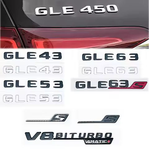 2017 Letters GLE43 GLE53 GLE63 GLE63S V8 Biturbo 4matic+ Emblem for Mercedes Benz AMG Car Side Trunk