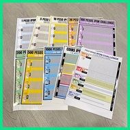 ✧ ● ◧ Ipon Chart Guide Sticker Label Peso Sense Ipon Challenge & 1 Bill