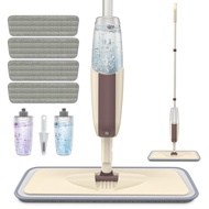 Spray Mop for Floor Cleaning, HOMTOYOU Floor Mop Dry Wet Spray Mop with 2 Refillable Bottle and 4 Wa