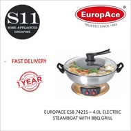 EUROPACE ESB 7421S – 4.0L ELECTRIC STEAMBOAT WITH BBQ GRILL - 1 YEAR MANUFACTURER WARRANTY