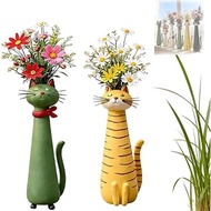 Ceramic Vase for Blooms Planter Boho Desk Unique Aquaesthetic Cat Gifts White 7.5