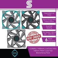 ICEBERG THERMAL IceGALE Xtra 140mm PWM Case Fan - Black/Gray/Teal