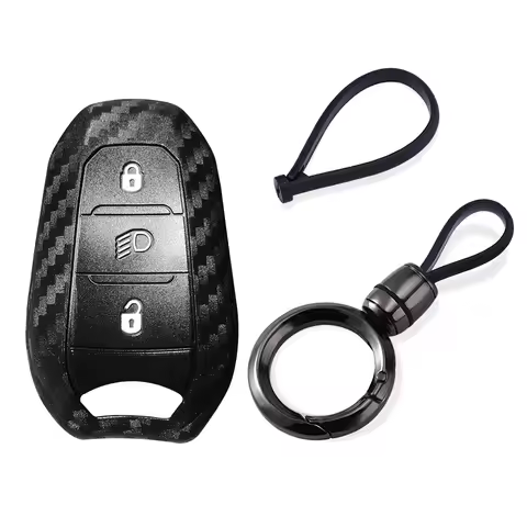Carbon Fiber Silicone Car Key Case Cover for Citroen C5 X Berlingo C3 C5 Aircross Peugeot 3008 208 3