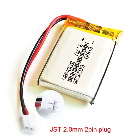3.7V 500mAh Lipo Polymer Lithium Rechargeable Battery 602535 + JST PH 2.0mm 2pin For GPS DVD Bluetoo