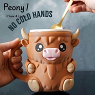 PEONY1 Ice Cream Pint Rack, Antifreeze Handle Leak Proof Ice Cream Pint Holder, Cute Highland Cow In