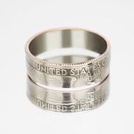 美國硬幣戒指 25 美分 1988 年 LIBERTY 男士硬幣戒指 女士硬幣戒指