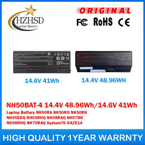 NH50BAT-4 14.4V 48.96Wh/14.6V 41Wh Genuine Original Laptop Battery For Clevo NH50RA NH50RD NH50RH NH
