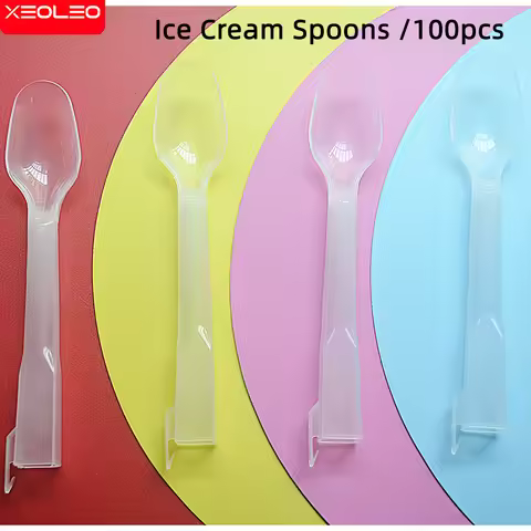 XEOLEO Disposable Ice Cream Spoon Plastic Mcflurry Spoons 100pcs Suitable Mcflurry Ice Cream Maker P