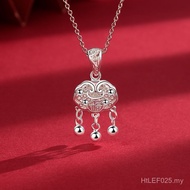 Niche Long Life Lock Light Luxury Female Simple 2023 s999 Pure Silver Necklace Trendy Safe Lock Clas