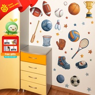Elemen Sukan Kartun dan Pelekat Hiasan Dinding Bilik Permainan Bintang Lelaki Bilik Tidur