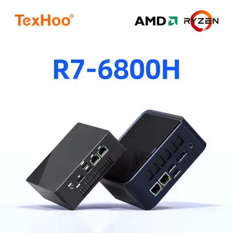 TexHoo AMD R7 6800H 6600H 6600U 7530U 5800H 4800H 4500U Mini PC DDR5 NVMe SSD WiFi 6 BT5.2 HDMI DP D