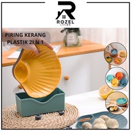 ROZEL 2-in-1 Plastic Shell Plate Small Shell-Shaped Divided Dinner Plate, Multifunctional Shell-Shap