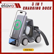 Elavo Charger Portable Car TRAVEL Car ROBOT 3 in 1 Magnet Wireless Charger Station Stand Dock Desk L