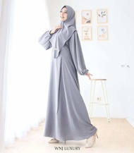 GAMIS SYARI BAHAN CRINCLE AIRFLOW UKURAN M - L - XL - XXL SET KHIMAR DRESS BUSUI GAMIS TERBARU BAJU 