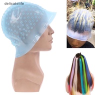 delicatelife Silicone Hair Styling Coloring Cap + Hook Needle Color Dye Highlighting Dye Cap Nice