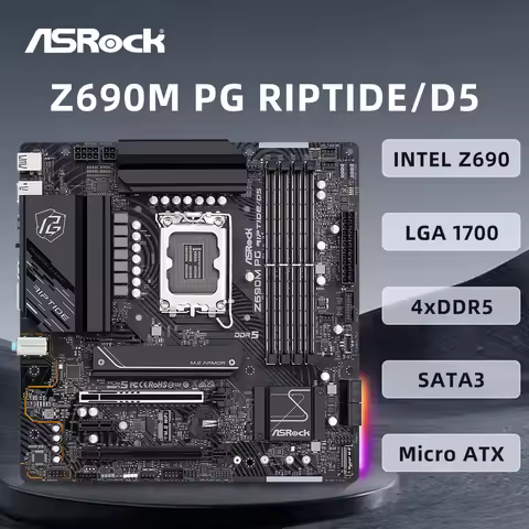 ASRock Z690M PG RIPTIDE/D5 Motherboard Support Socket LGA1700 i9-14900K i7-12700K i5-12400F CPU 4xDD