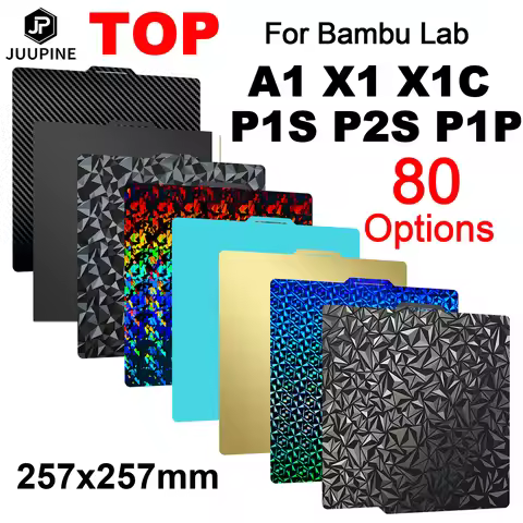 JUUPINE For Bambulab Build Plate 257x257 Spring Steel Sheet Pei Peo H1H Pey Sheet A1 X1C P1S build p