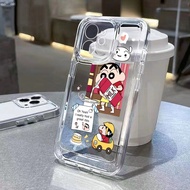 Casing iPhone 15 Case iPhone 11/12/13 Pro max Clear Crayon Shin-chan Cute For 11 12 13 13pm 15PM