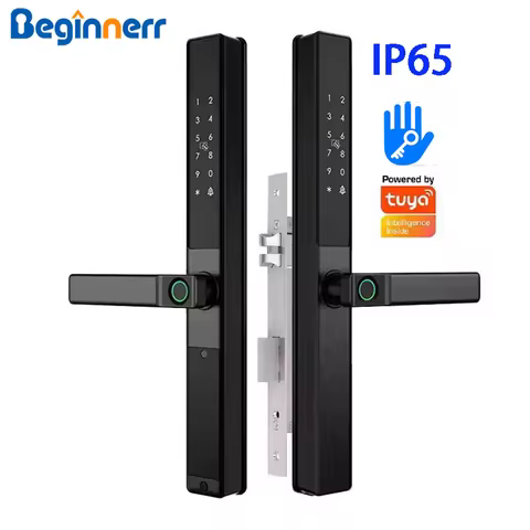 Double Sides Smart Aluminum Door Lock IP65 Waterproof Fingerprint Euro 3592 6072 Ttlock Tuya Wifi Ca