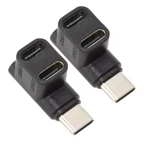2pcs 1 to 2 USB C 3.1 90 Degree Angle Adapter 10Gbps USB 3.1 Type C Male to USBC 3.1 USB C2.0 Dual F