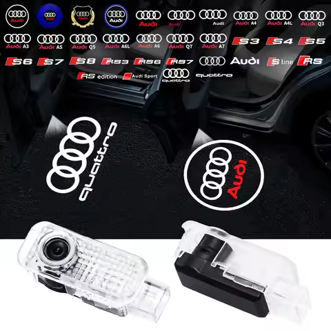 2pcs Led Car Door logo Welcome Light Audi A4 B5 B6 B7 B8 B9 A1 A3 8V 8P 8L A6 C5 C6 C7 A5 A7 A8 Q3 Q
