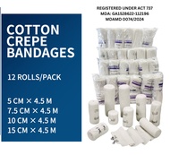 COTTON CREPE BANDAGE 4.5meter (12pcs) - 5cm / 7.5cm / 10cm Plaster Bandage