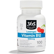 365 by Whole Foods Market, Vitamin B12 500mcg Lozenges, Natural Cherry Flavor, Vegan, 100 Count
