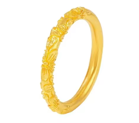 3d hard gold rings 24k pure gold finger rings gold flower ring big size 10.5 wedding jewelry