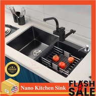 (Lowest Price) Black Kitchen Sink Double Handmade Nano Stainless Steel Seamless Welding Sinks with X