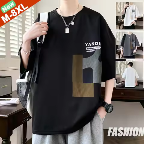 Summer T-Shirts Men Plus Size 6XL 7XL 8XL Male Tshirts Fashion Traveling T Shirts Drop Shoulder Tee 