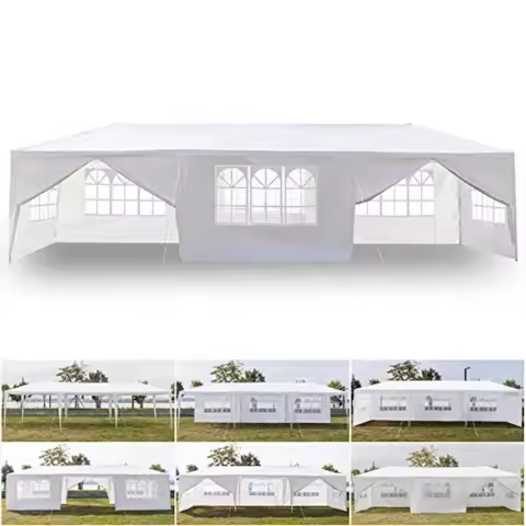 10' x 30' Outdoor Gazebo Canopy Waterproof Party Tent Wedding Canopy with 8 Removable Sidewalls and 
